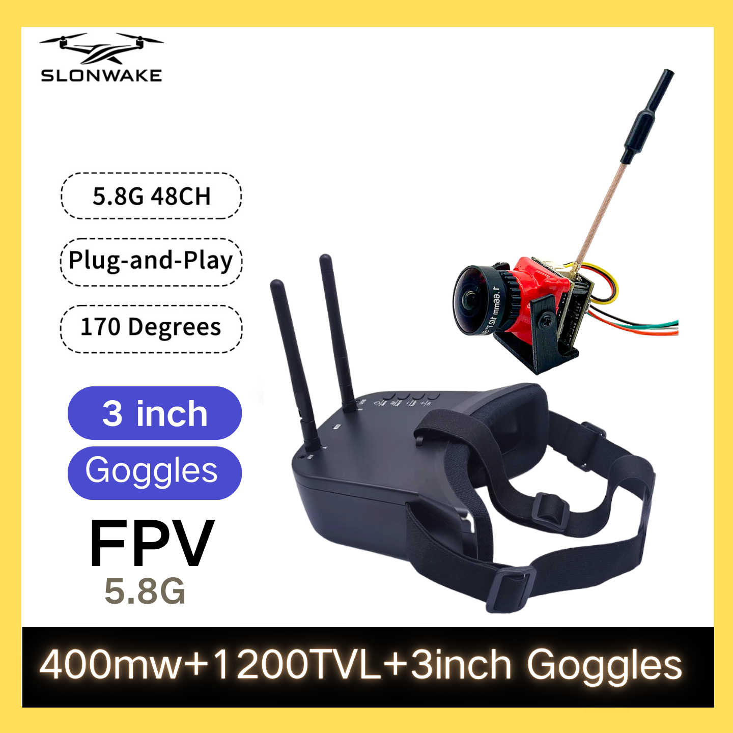 SLONWAKE 5.8G 48CH FPV 400mw V - Fpv Drone Camera ulasan dan harga
